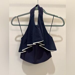 Alice + Olivia Wonda Silk Blend Top, Women’s Small, NEW WITH TAGS, Navy w/white